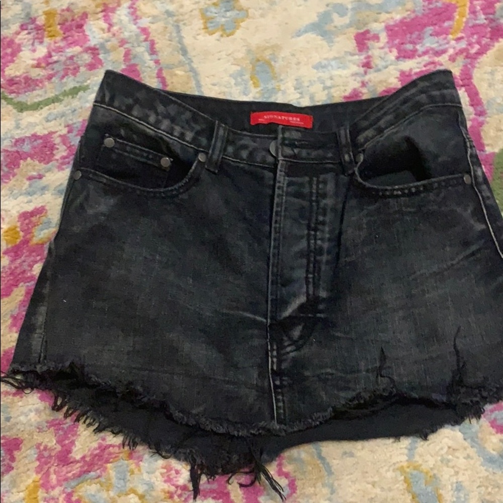 Signature 8 Black denim mini skirt